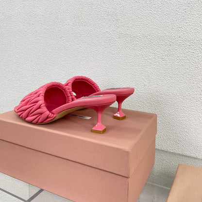 Women's Mid - Heel Rose Leather