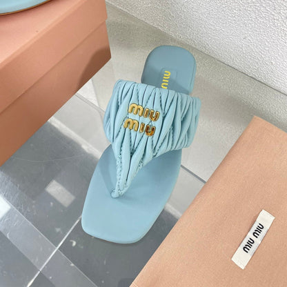 Flip-Flops Baby Blue Leather Stylized