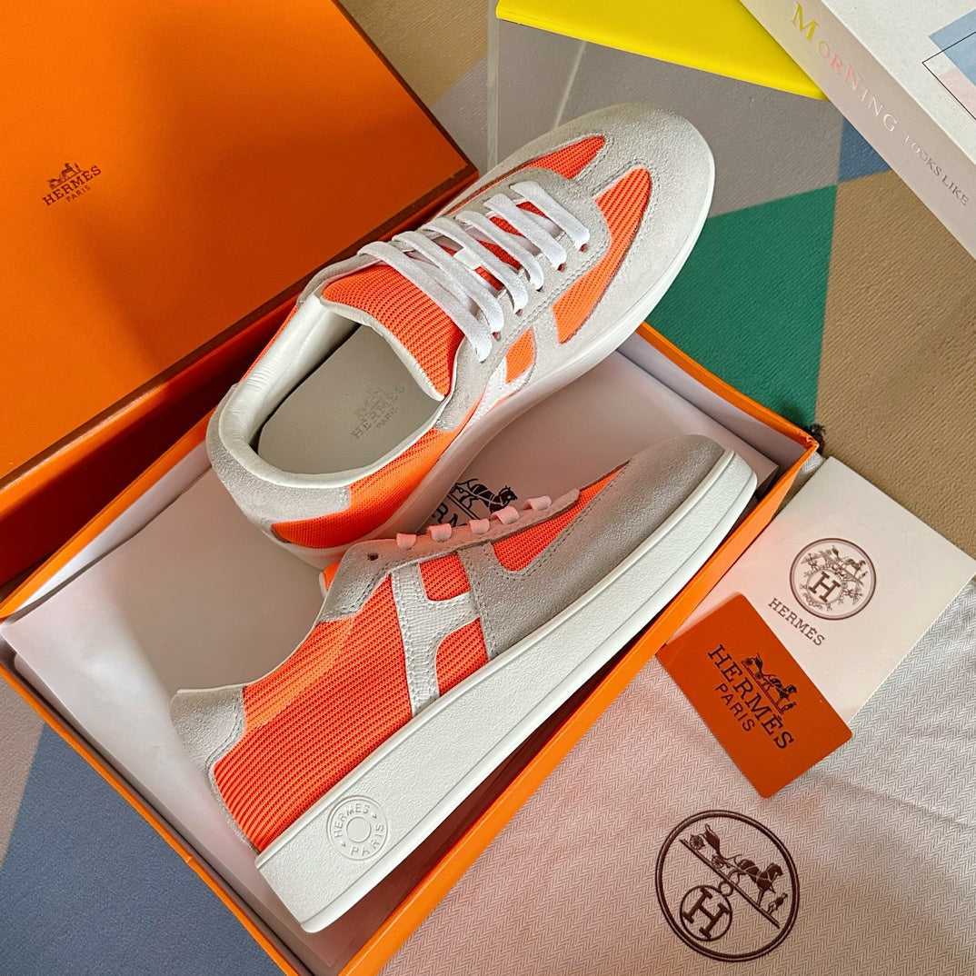 BOOMERANG SNEAKERS LIGHT GRAY MIX ORANGE SUEDE