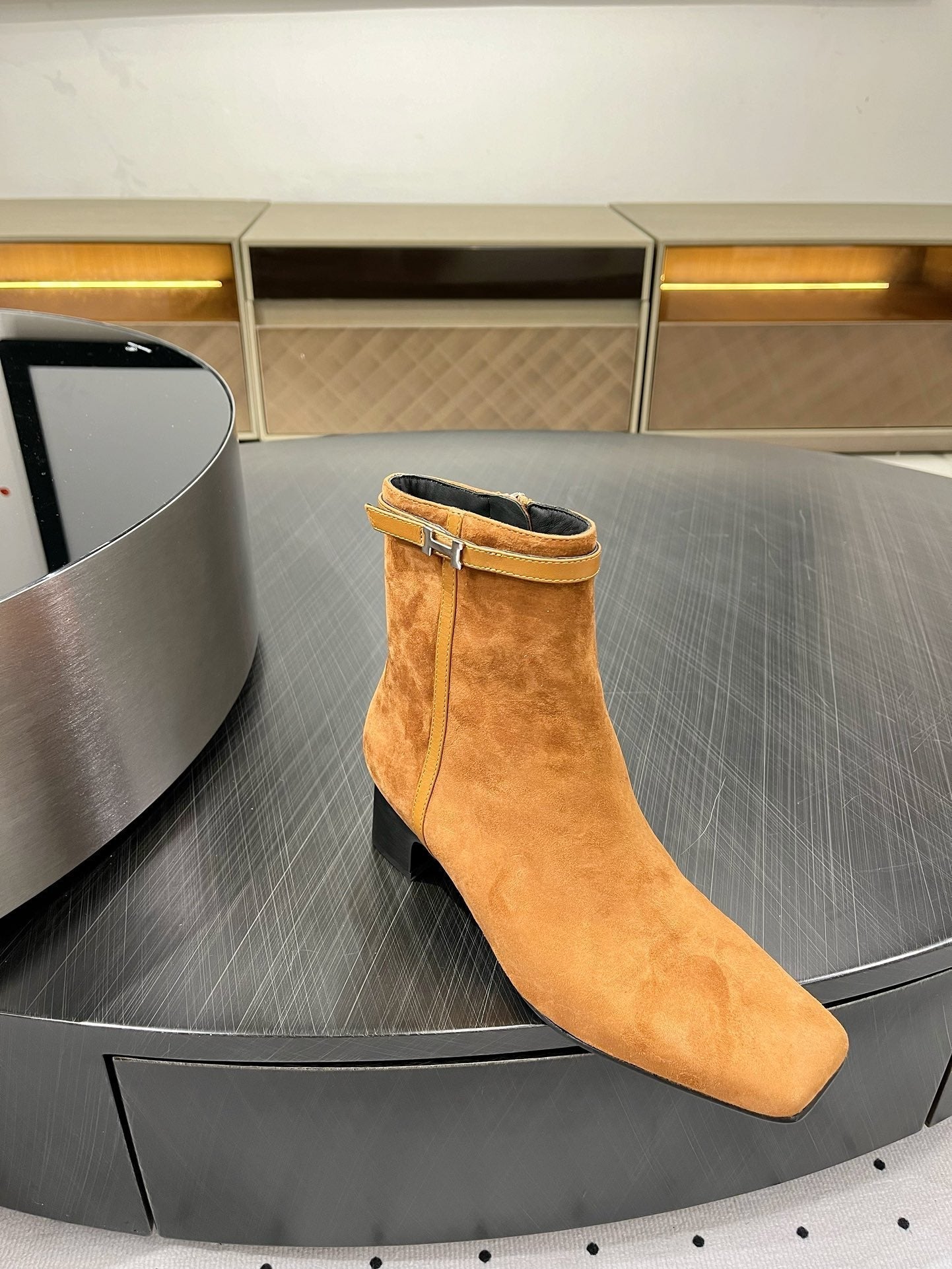 HOMMAGE ANKLE BOOT 5 CM IN BRONZE BROWN SUEDE