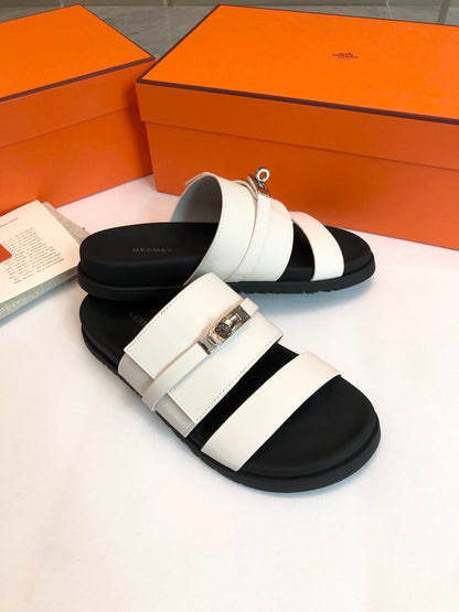 GABRIEL SANDAL MULE IN WHITE CALFSKIN