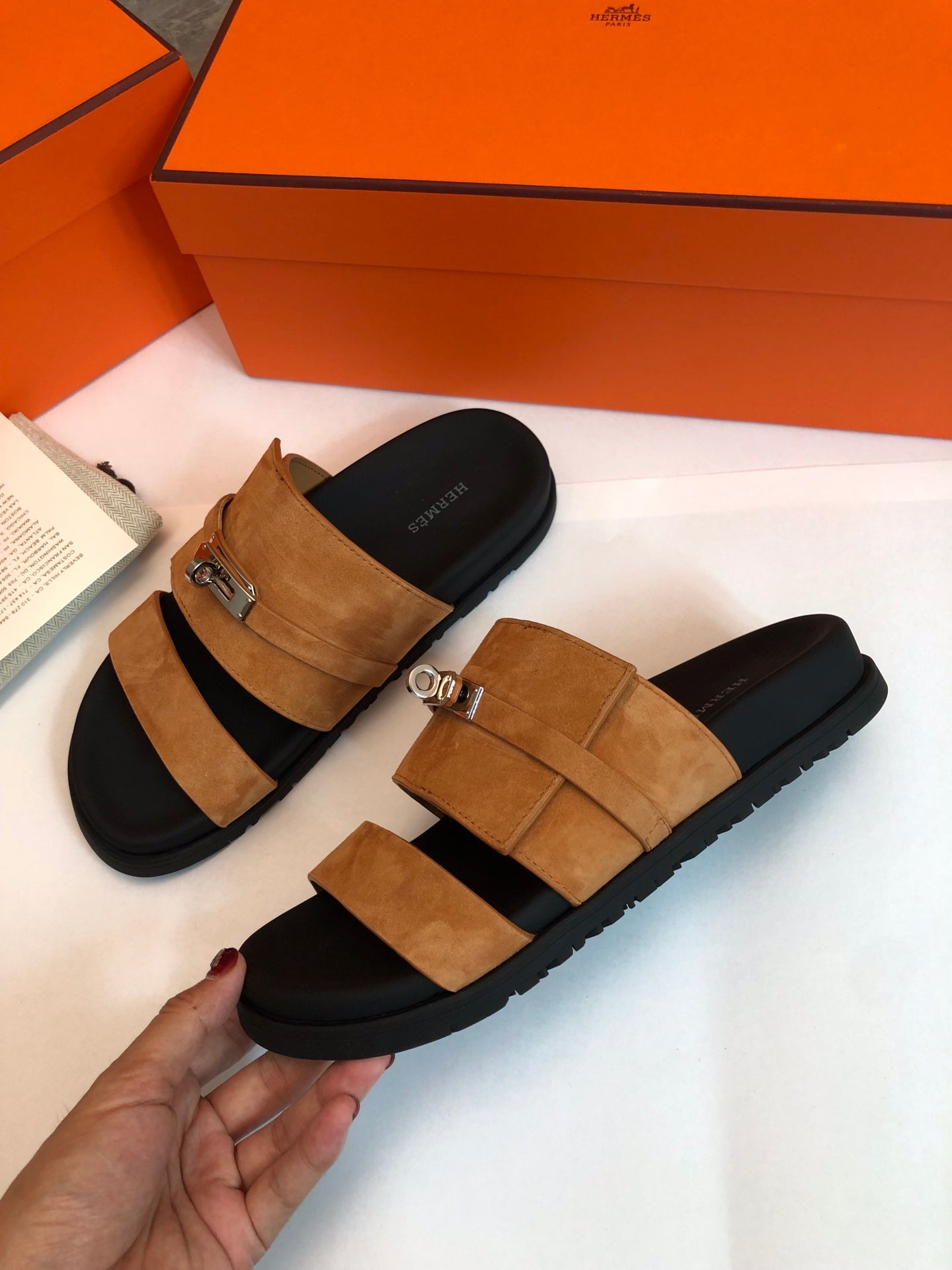 GABRIEL SANDAL MULE IN BRONZE BROWN SUEDE