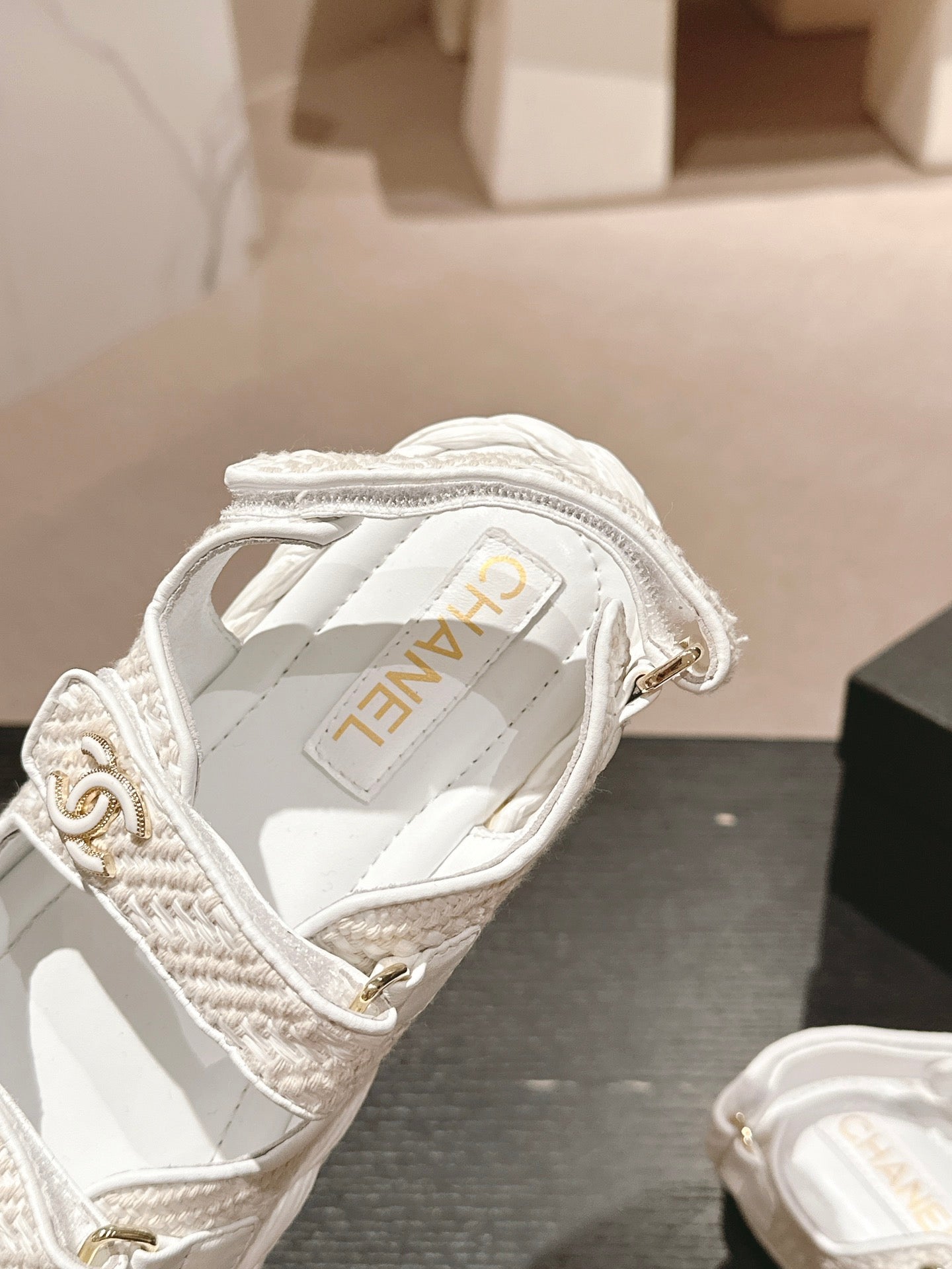 CC DAD SANDALS IN WHITE CALFSKIN