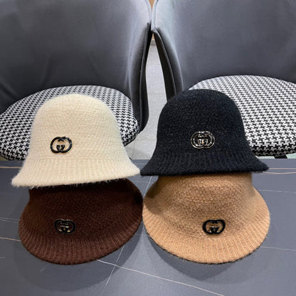 BUCKET HAT IN WHITE WOOL PLUSH 399231