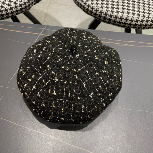BERET HAT IN BLACK TWEED 434680
