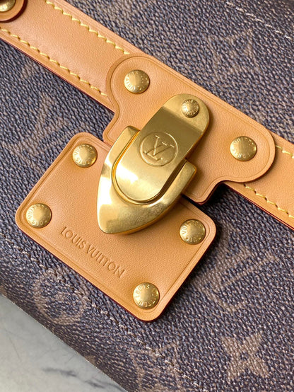 SOUL TRUNK 19 IN BROWN MONOGRAM DUST CANVAS GOLD HARDWARE