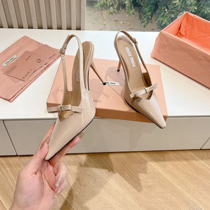 Slingback Warm Ivory Imported Patent Leather