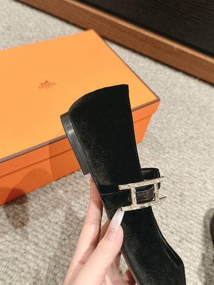 JANE BALLET FLAT BLACK VELVET