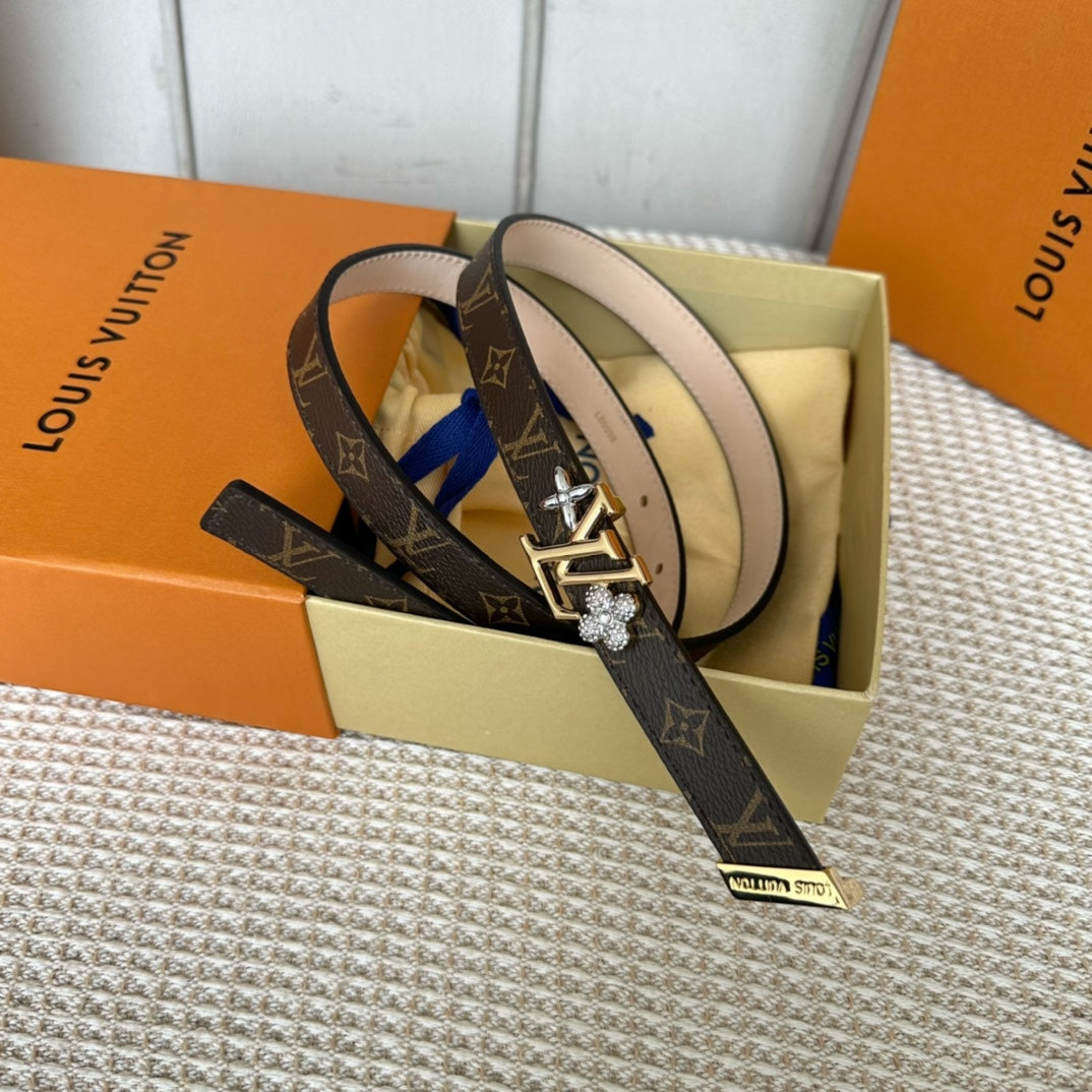 LV GRAM 20 MM REVERSIBLE BELT MONOGRAM BROWN CALFSKIN GOLD HARDWARE