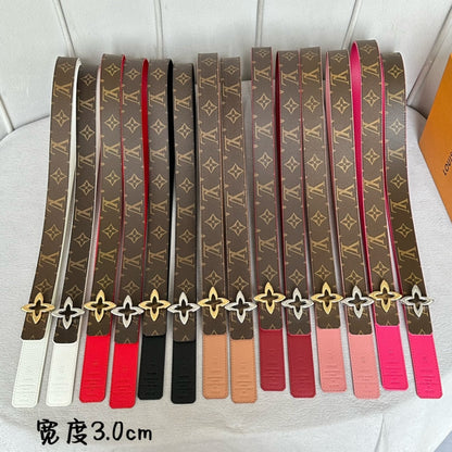 LV  MINI FLOWERGRAM 30MM REVERSIBLE BELT IN BLACK CALFSKIN SILVER HARDWARE