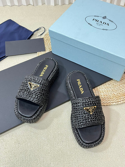 Crochet Flatform Slides 40 Black
