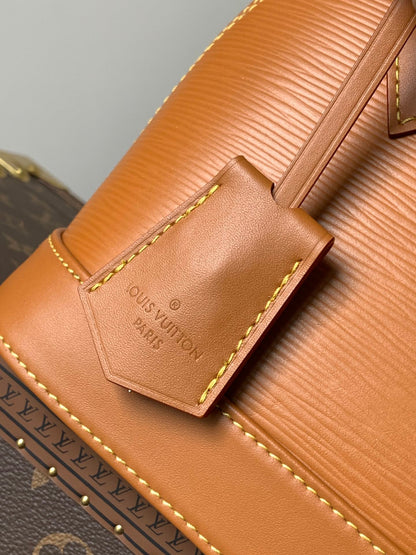 ALMA BB BAG 23 IN BRONZE BROWN GRAIN EPI COWHIDE