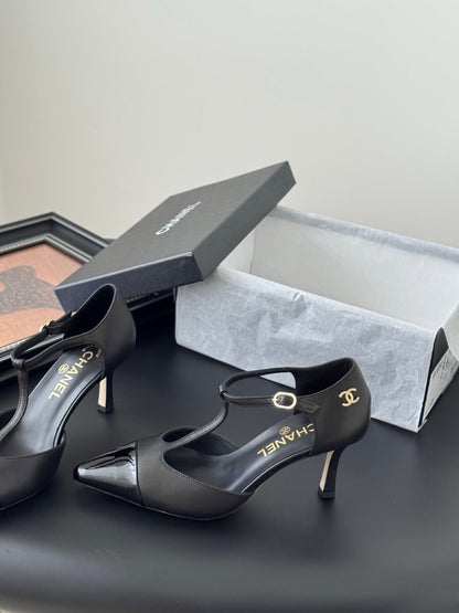 HIGH HEELS WAIST CUTTING IN BLACK CALFSKIN