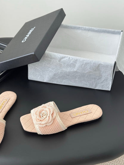 SLIPPER IN PEACH PINK CALFSKIN MIX WOOL