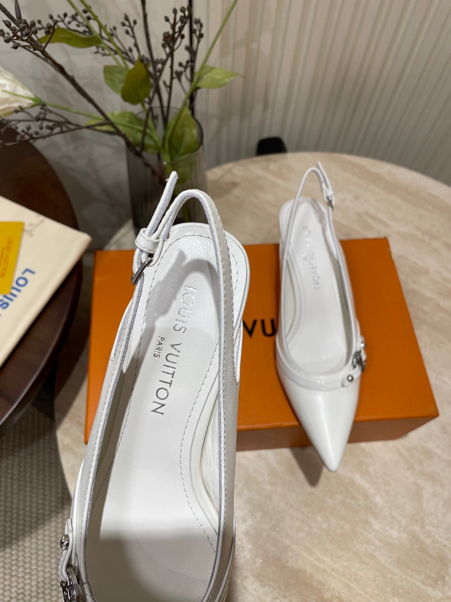 HIGH SLINGBACKS 5 CM IN WHITE CALFSKIN