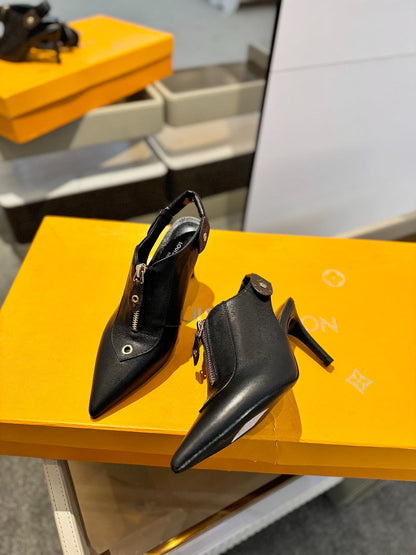 ALLURE HIGH 8 CM SLINGBACK IN BLACK CALFSKIN