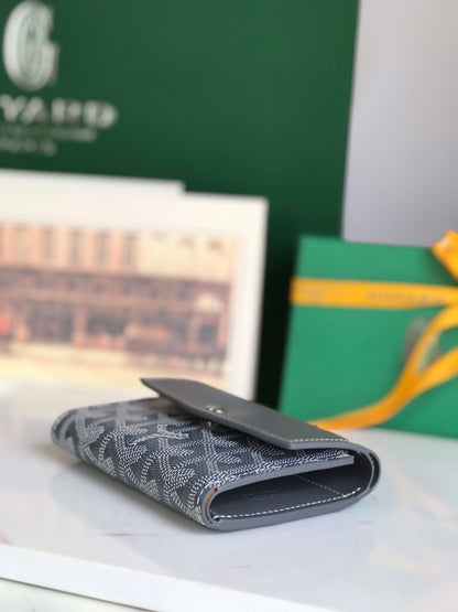 SAINT-GABRIEL WALLET 12 IN GRAY CALFSKIN AND GOYARDINE CANVAS