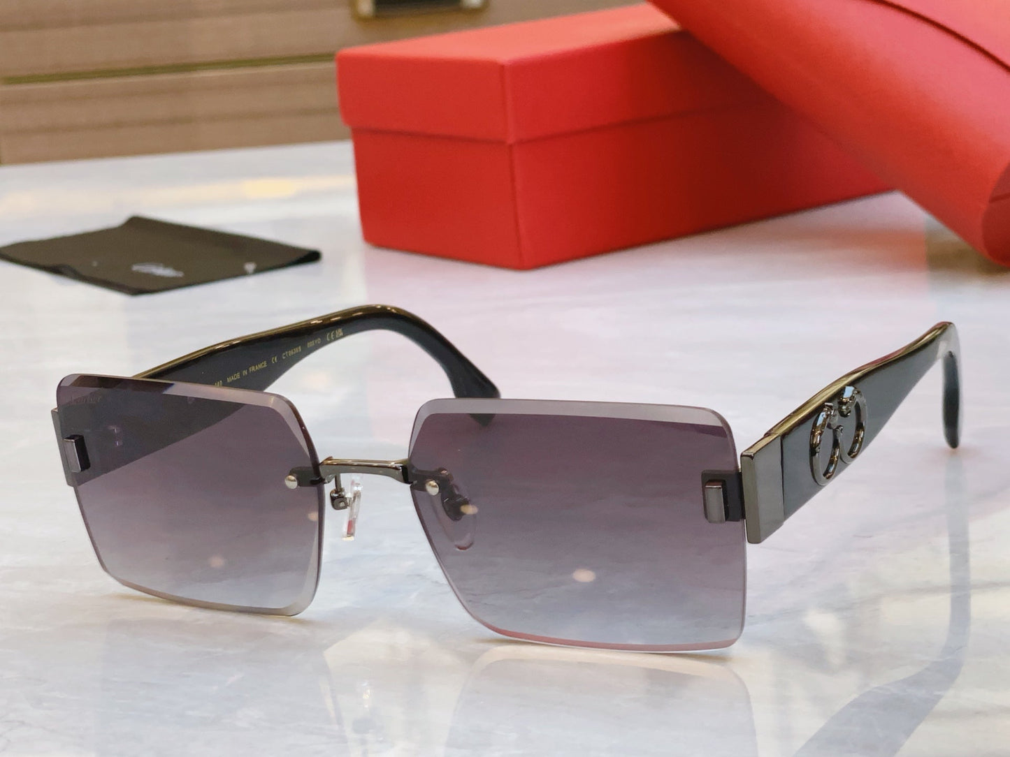 PANTHÈRE GEOMETRIC SUNGLASSES CT00636S IN METAL AND ACETATE