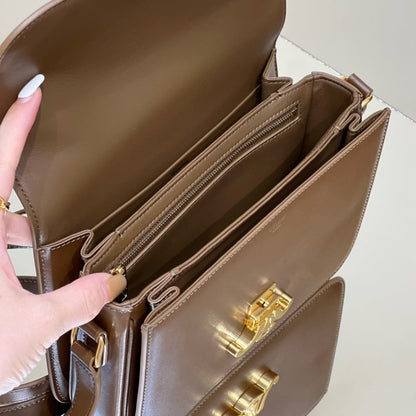 MINI CLAUDE 22 SHINY CALFSKIN CHOCOLATE BROWN
