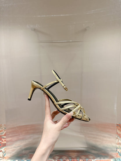 TRIOMPHE SANDAL 85 MM IN GOLD LAMBSKIN