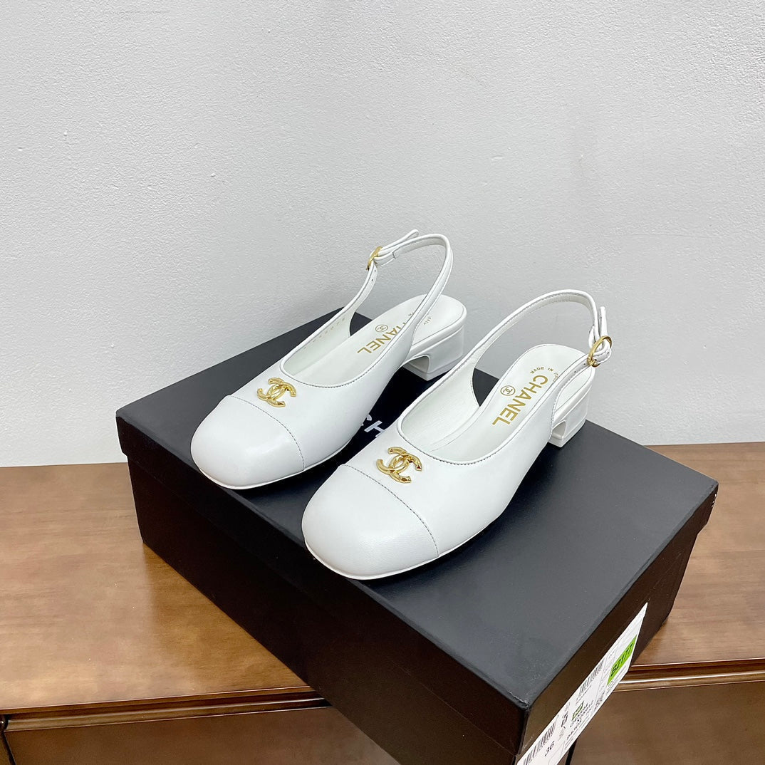HIGH SLINGBACKS WHITE CALFSKIN