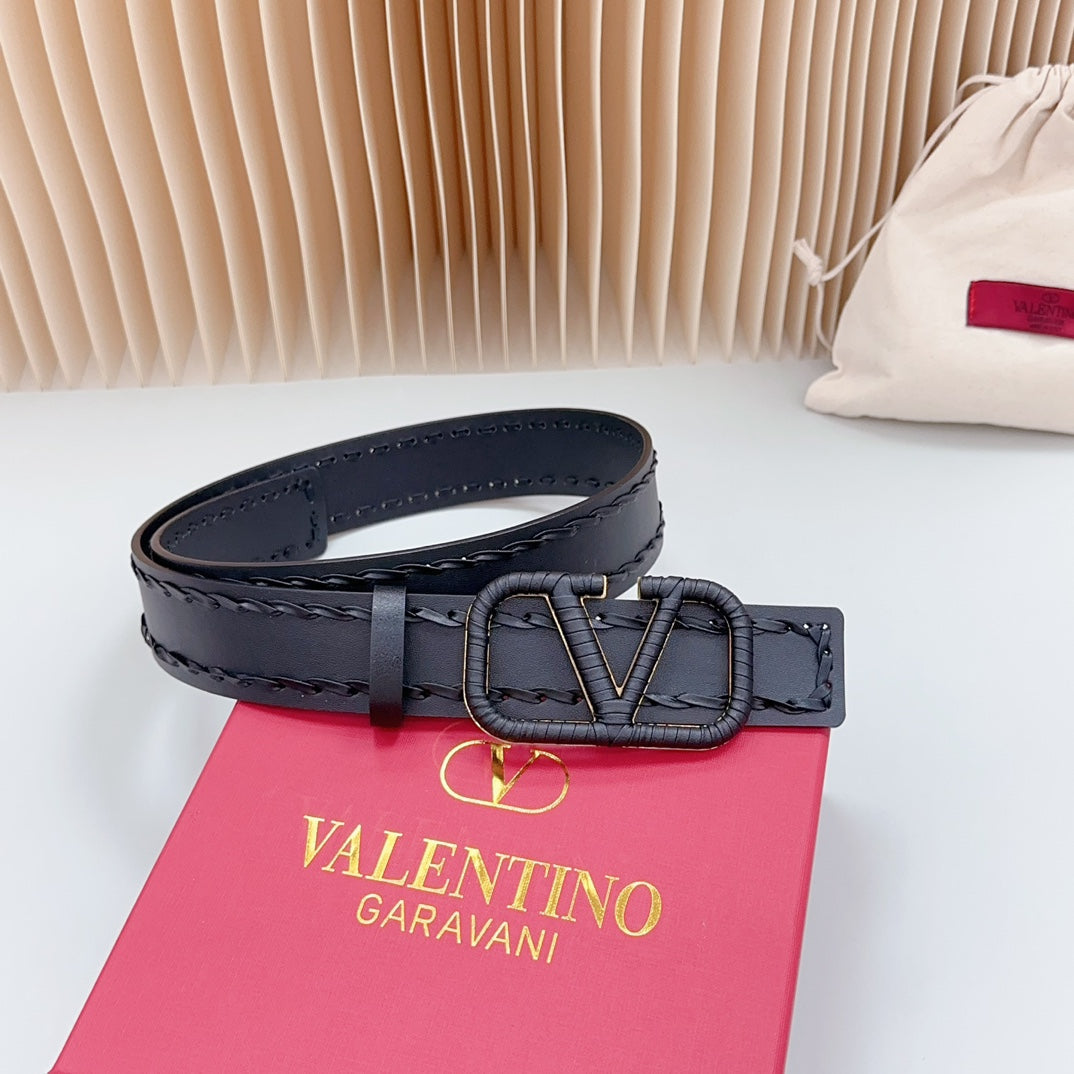 Vlogo Black Leather Buckle 40mm Black