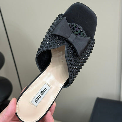 BLACK HIGH-HEELS COWHIDE WITH CRYSTALS-BLACK