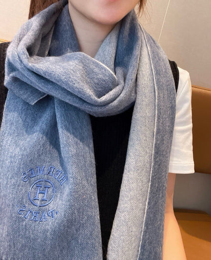 RECTO-VERSO MUFFLER 190 AEGEAN BLUE CASHMERE