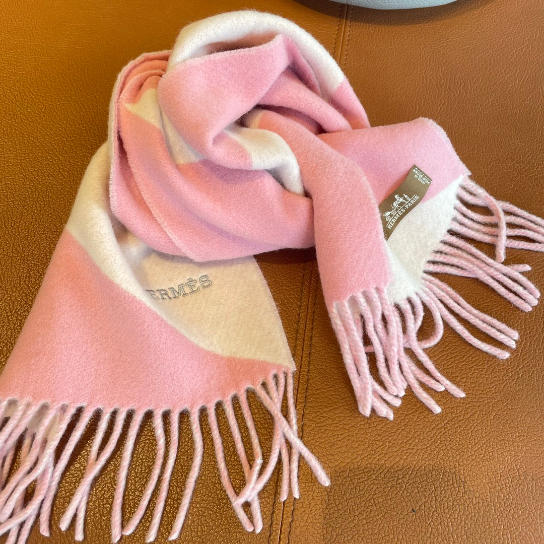 SCARF 150 CM IN BABY PINK MIX WHITE CASHMERE