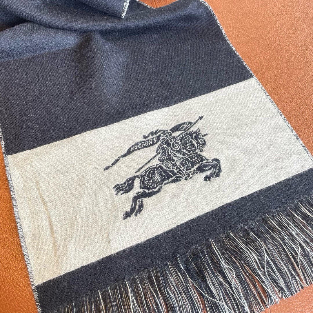 EKD LOGO SCARF 200 CM IN BLACK MIX WHITE CASHMERE 396290