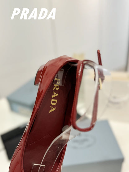 Pra Pumps 40 Square Sole Wine Patent Leather