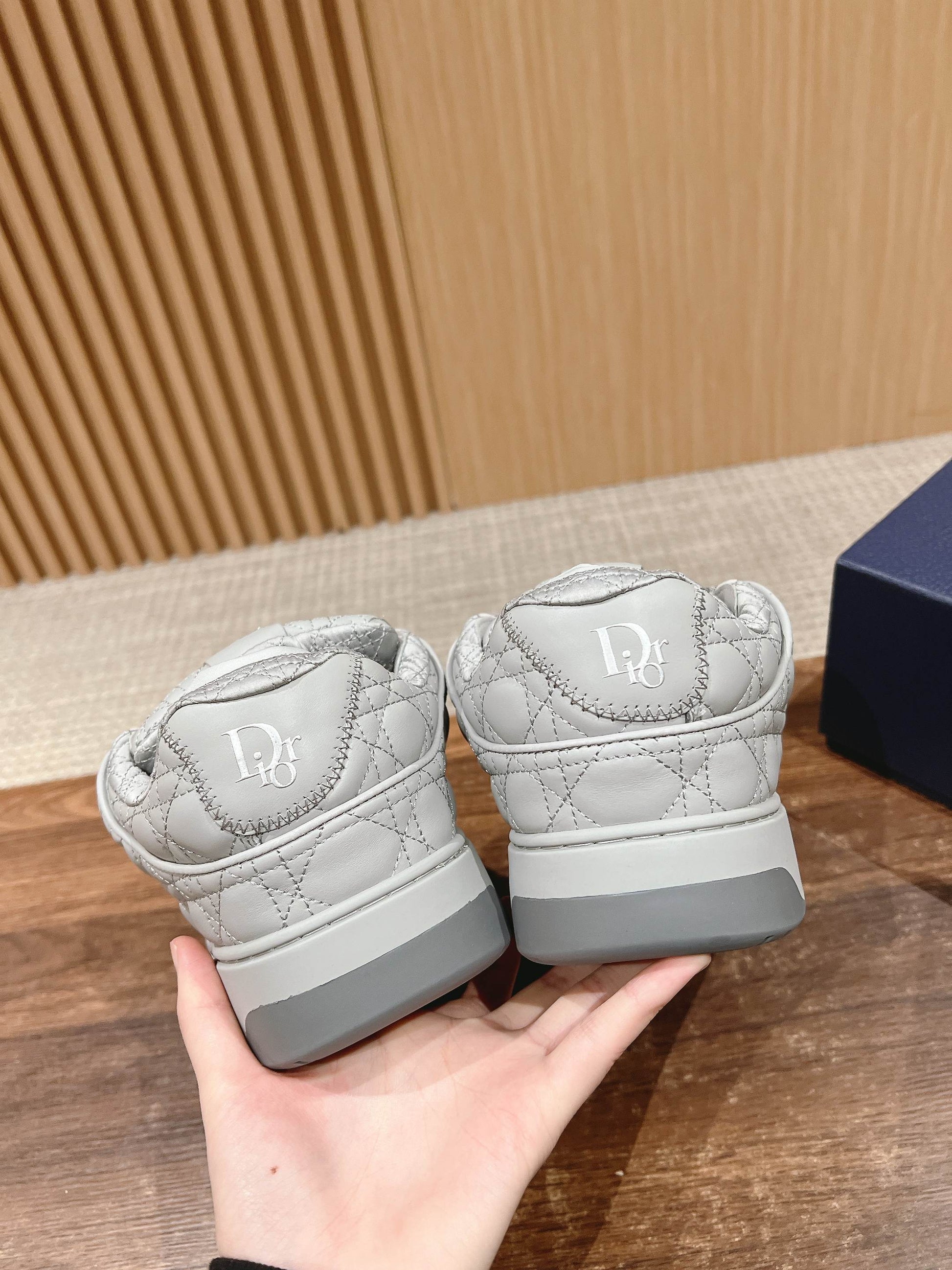 BY ERL B9S SKATER SNEAKER IN PALE GRAY CANNAGE LAMBSKIN