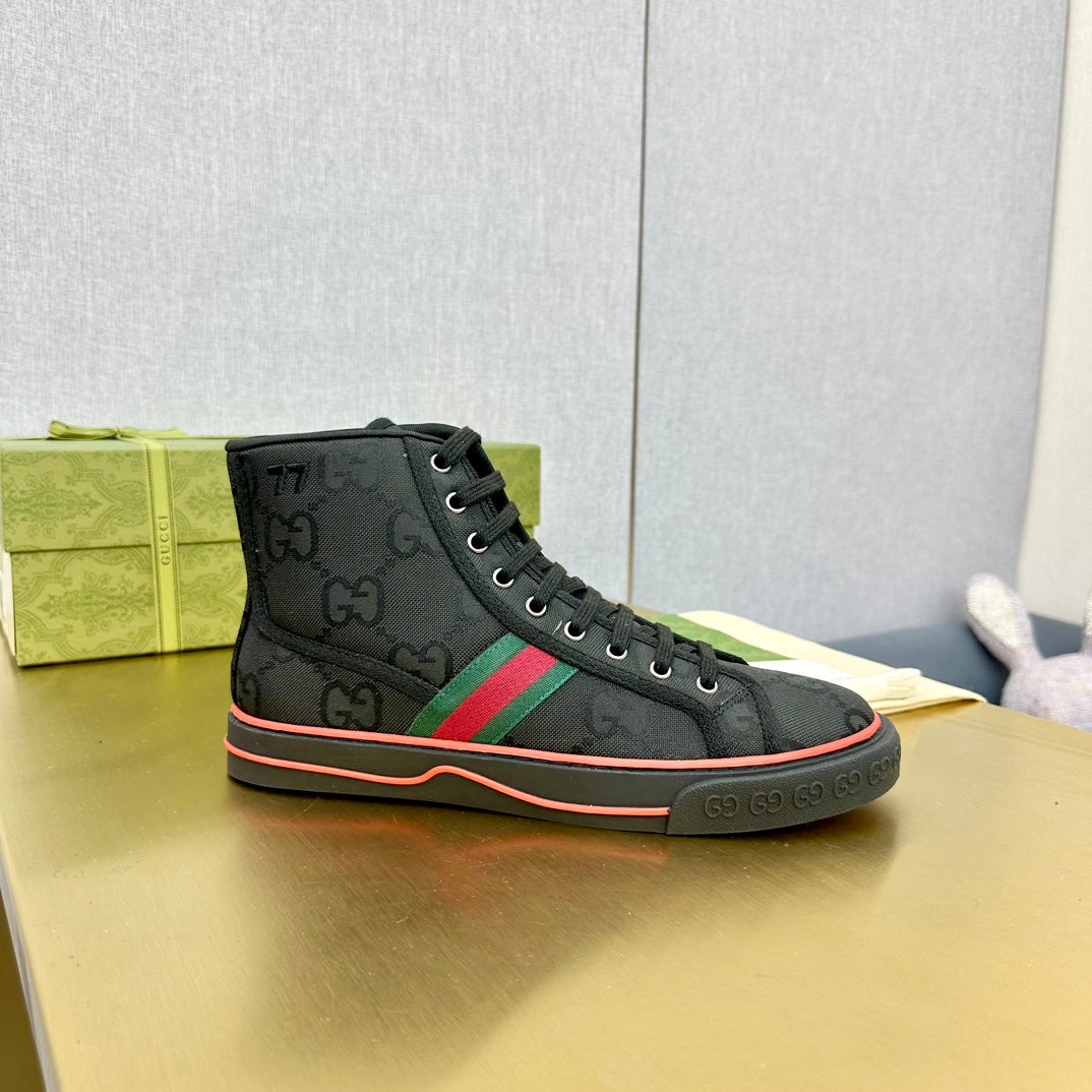 GG TENNIS 1977 HIGH-TOP TRAINER JET BLACK CANVAS
