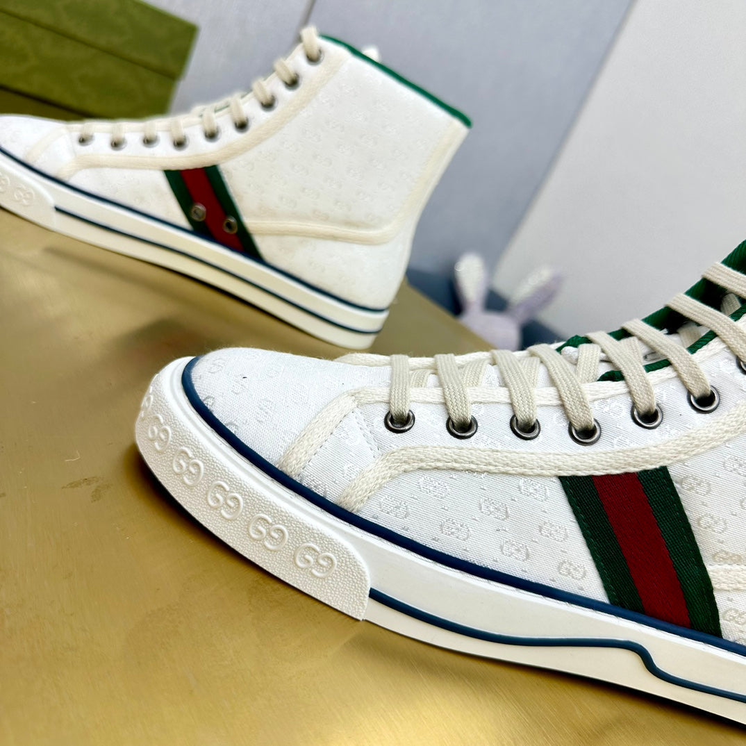 GG TENNIS 1977 HIGH-TOP TRAINER WHITE CANVAS