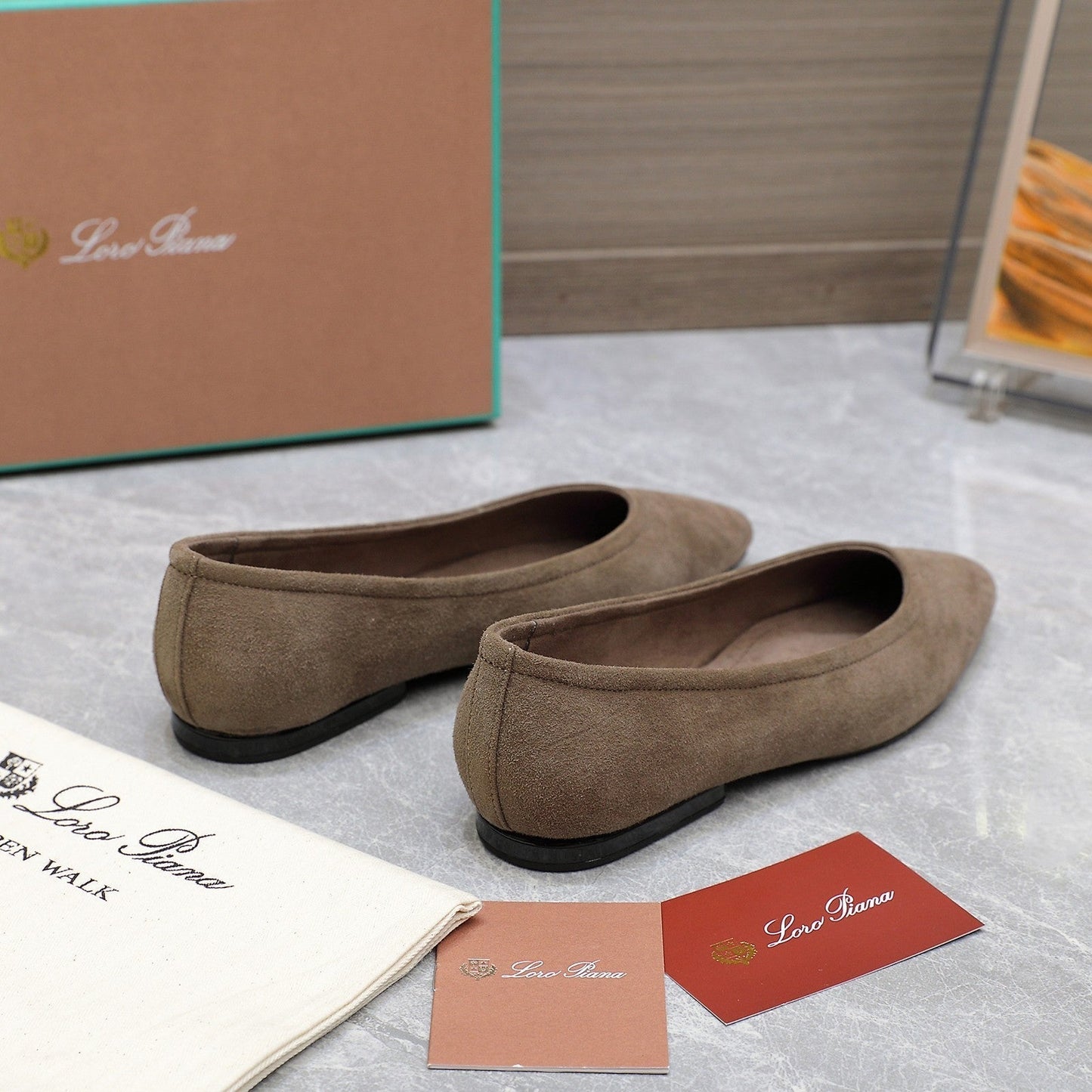 CLASSIC BALLET SHOES IN HEAVY BROWN SUEDUE