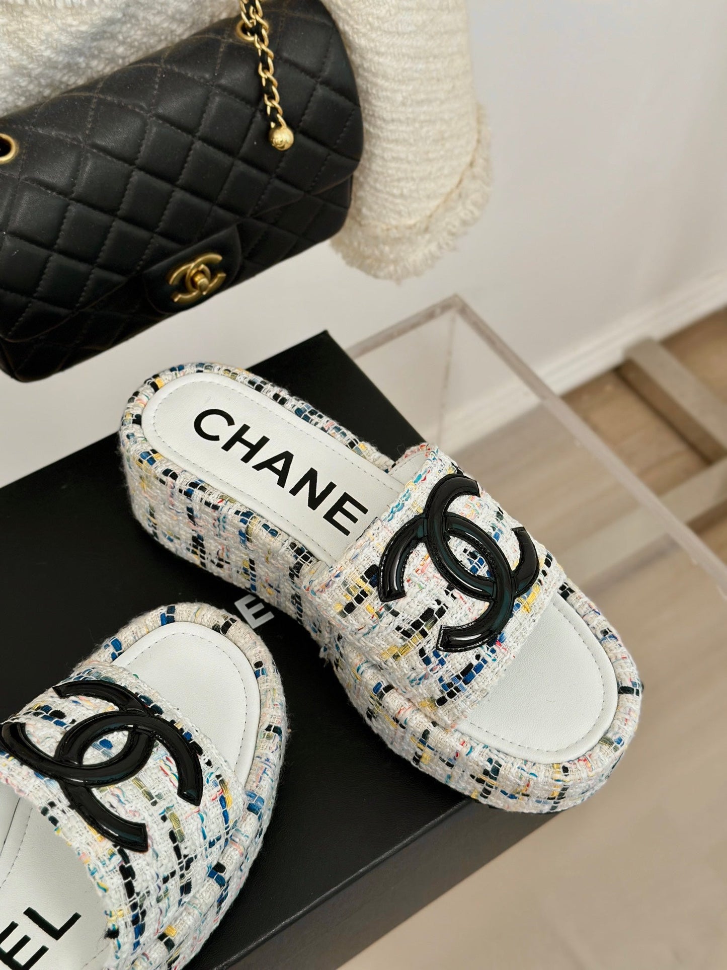 CLASSIC SLIPPERS THICK SOLE IN MULTICOLOR TWEED