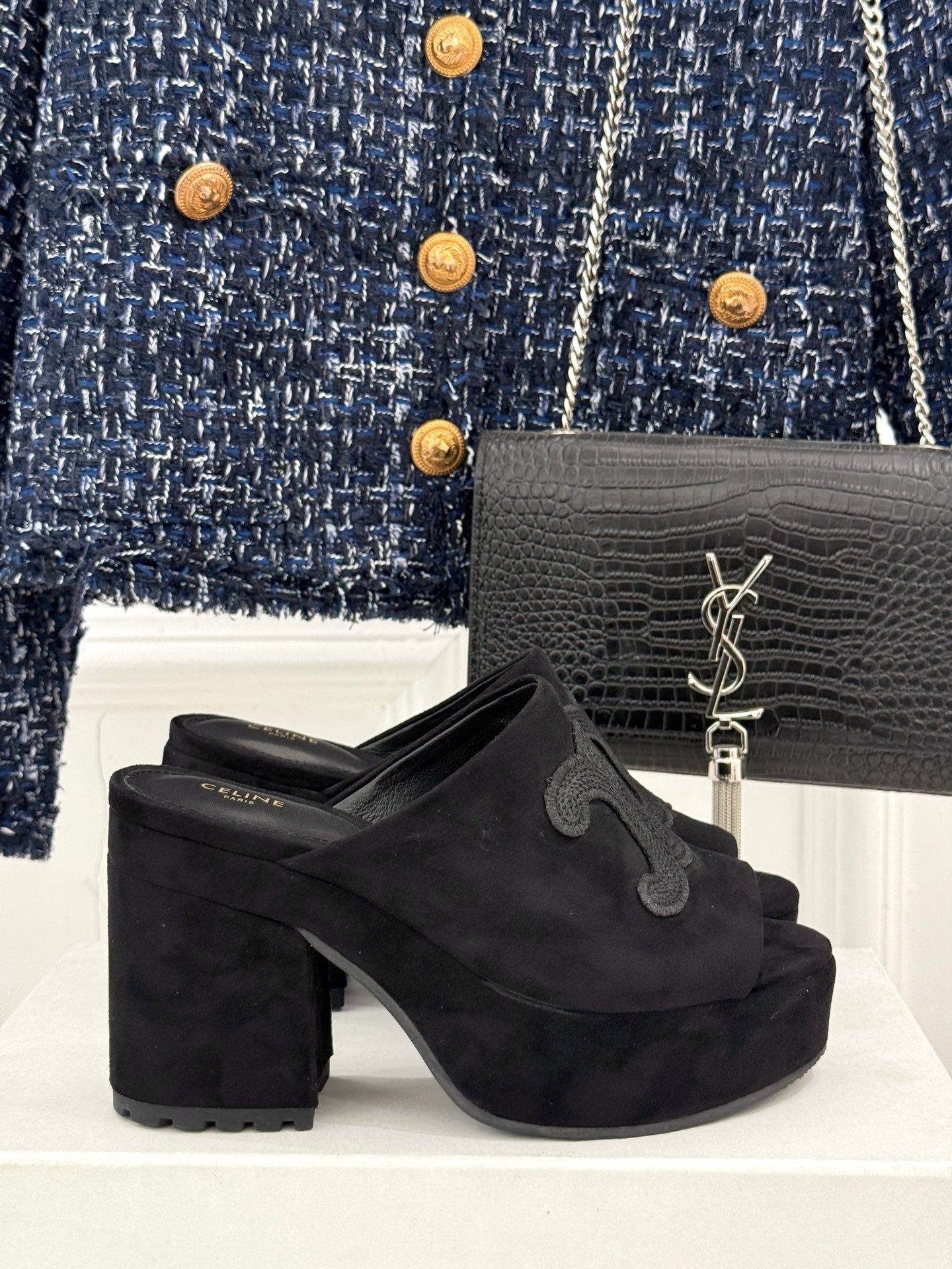 ELENA MULE IN BLACK VELVET
