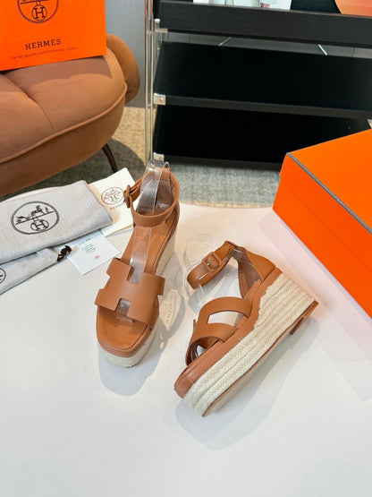 Elda espadrille 80 Tan Calfskin