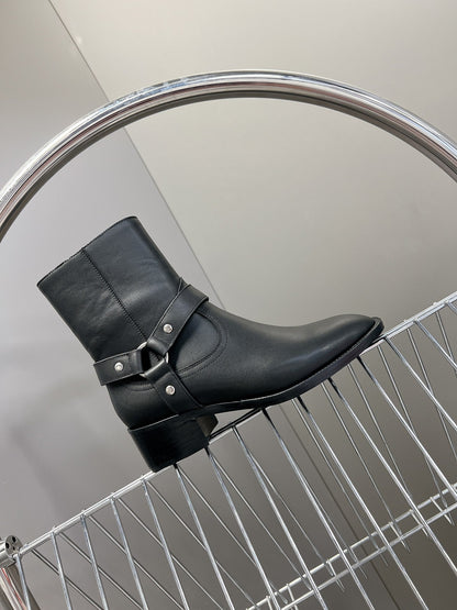SL HARNESS BOOTS BLACK CALFSKIN