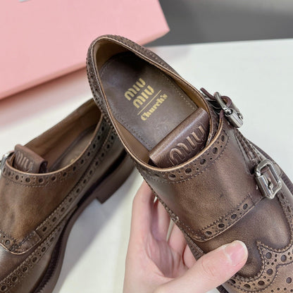 THICK-SOLED OXFORD SHOES WOOD CALFSKIN