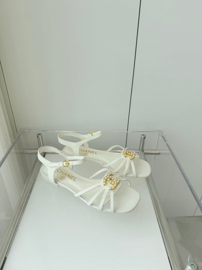 FLAT SANDALS 1 CM IN WHITE LAMBSKIN