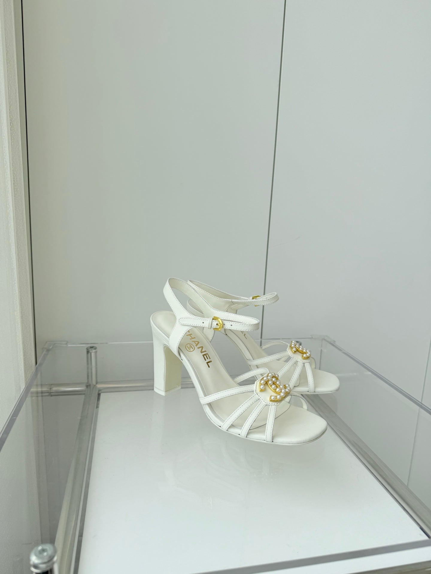 HIGH HEEL SANDALS 85 MM IN WHITE LAMBSKIN