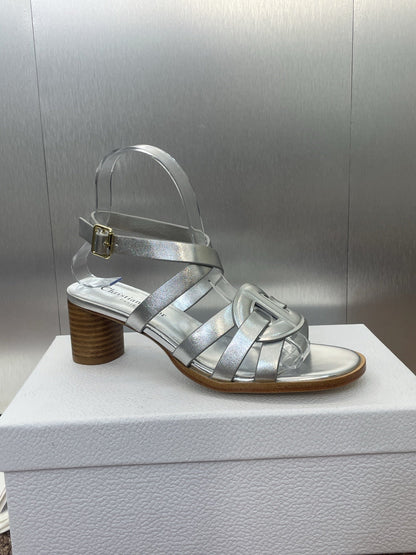 D-CLUB HIGH HEEL SLIDE 25S 55MM IN SILVER GLOSSY CALFSKIN