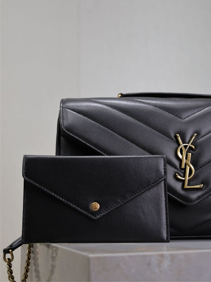 LOULOU MEDIUM 29 IN BLACK SHEEPSKIN GOLD HARDWARE