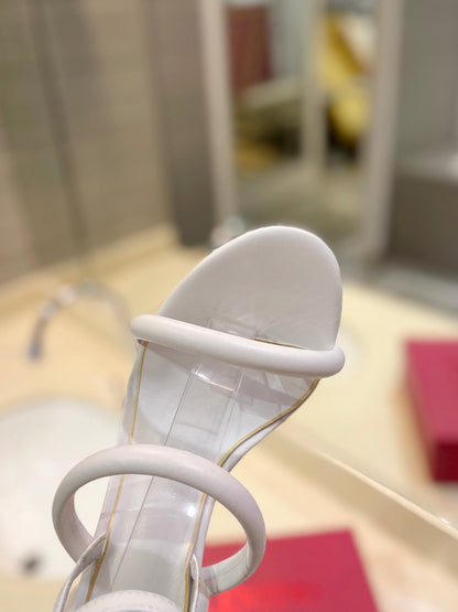 HIGH HEEL SANDAL 10 CM IN WHITE CALFSKIN