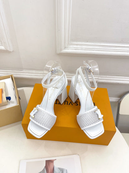 LV WOMEN HIGH SANDAL IN WHITE CALFSKIN