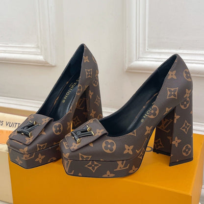 SHAKE MARY JANE HIGH HEEL 12 CM IN CHOCOLATE BROWN MONOGRAM CALFSKIN