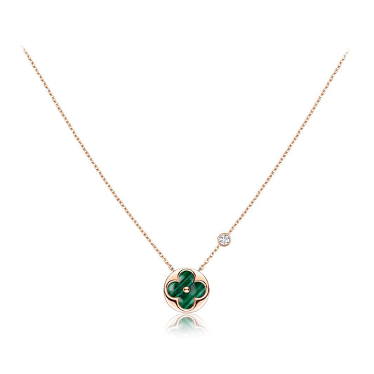 SUN PEDANT PINK GOLD 1 DIAMOND NECKLACE